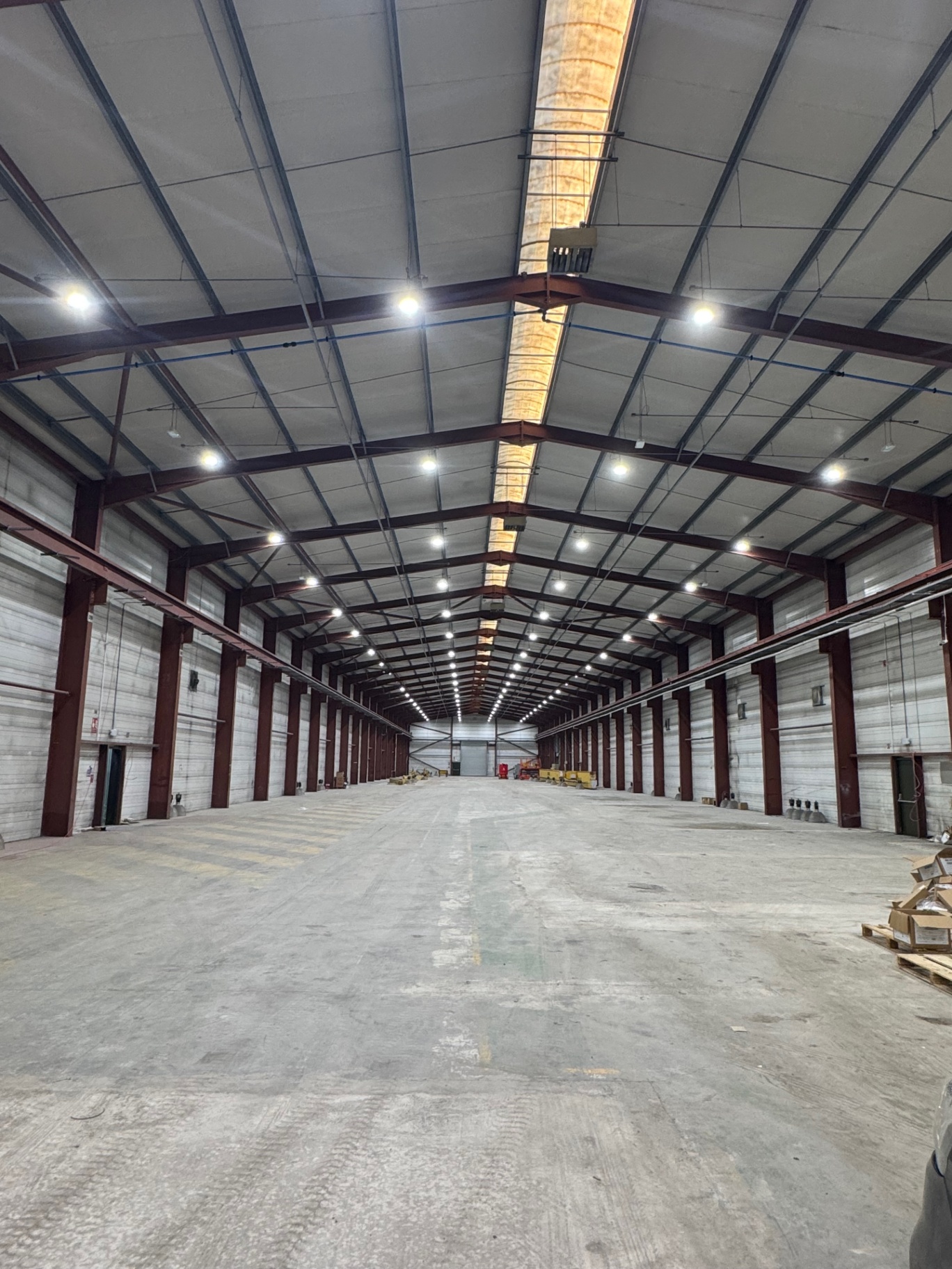 Industrial warehouse fitted with new LED high-bay lights